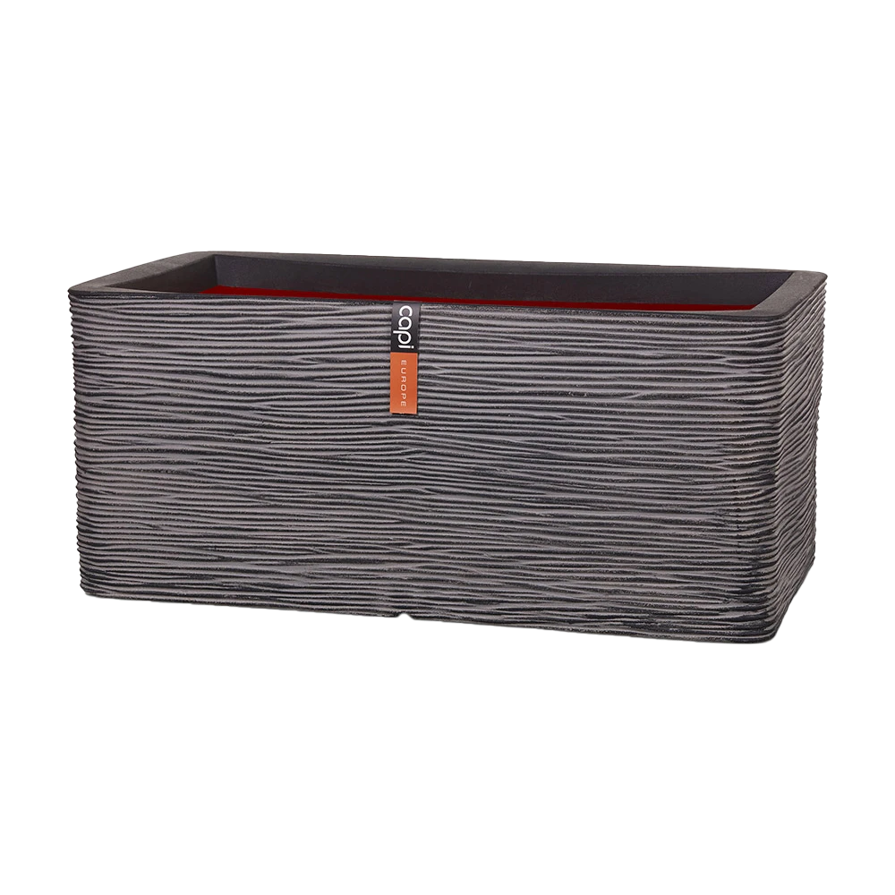 Capi Plantenbak Rechthoek Nature Rib NL - L73 X B39 X H32cm - Antraciet 1 Capi Plantenbak Rechthoek Nature Rib NL - L73 X B39 X H32cm - Antraciet
