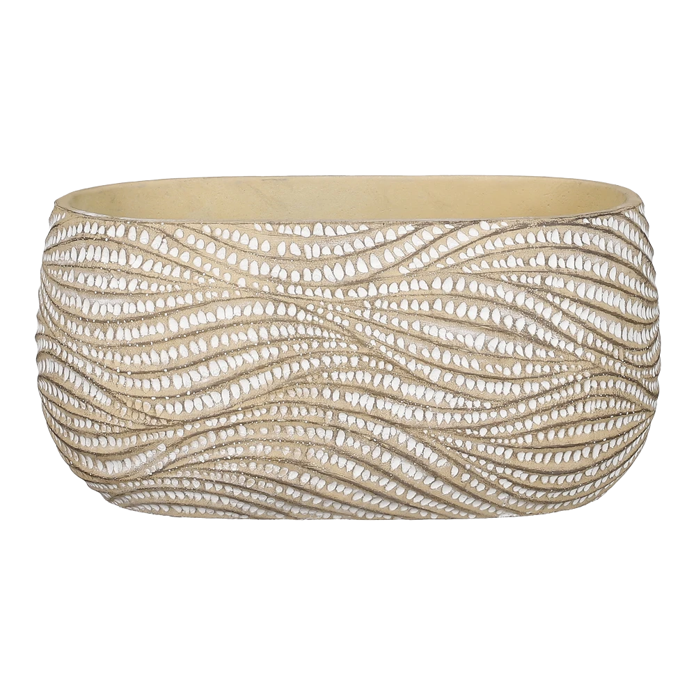 Bloempot Hendrick Ovaal - L24,5 X B14,5 X H11,5 - Creme