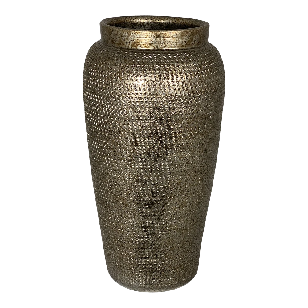 Bloempot Marrakesh Hoog - D18 X H35cm - Zilver Goud 1 Bloempot Marrakesh Hoog - D18 X H35cm - Zilver Goud