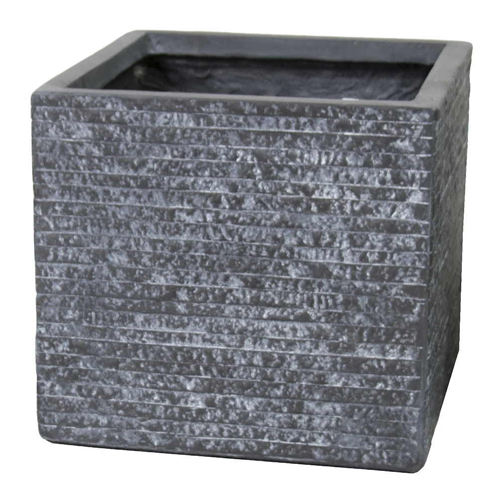 Plantenbak Utah Cubi - L20.5 X B20.5 X H22cm - Donkergrijs 1 Plantenbak Utah Cubi - L20.5 X B20.5 X H22cm - Donkergrijs