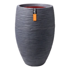 Capi Bloempot Hoog Nature Elegant Deluxe Rib NL - D56 X H84cm - Donkergrijs